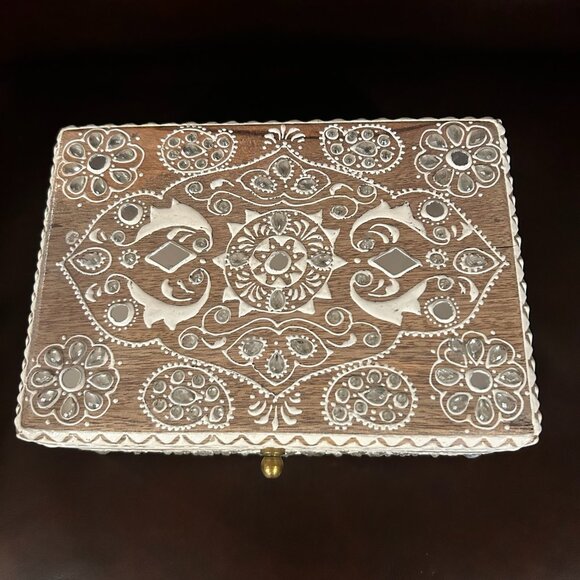 NWT Vintage Wooden Hand Carved Ornate Indian Keepsake Box - Picture 5 of 13